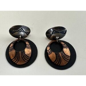 Vintage Newpro Mixed Metal Southwestern Geometric Drop Earrings - 056 (13)